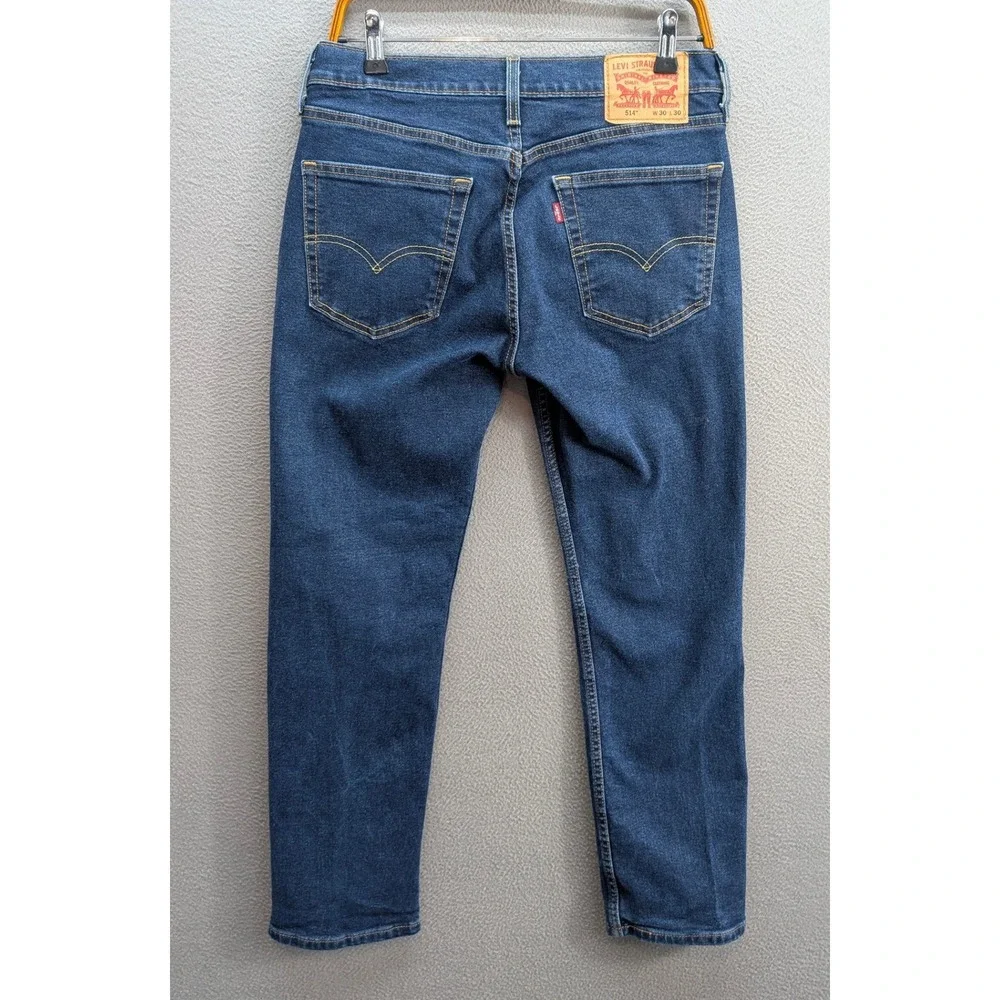 Levi's 514 Straight Fit Denim Jeans Men's 30x30 Dark Wash‎ Blue Stretch Casual